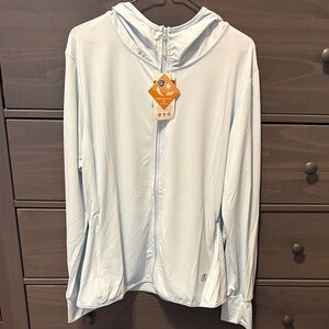 Light Blue Hooded Zip-Up Jacket